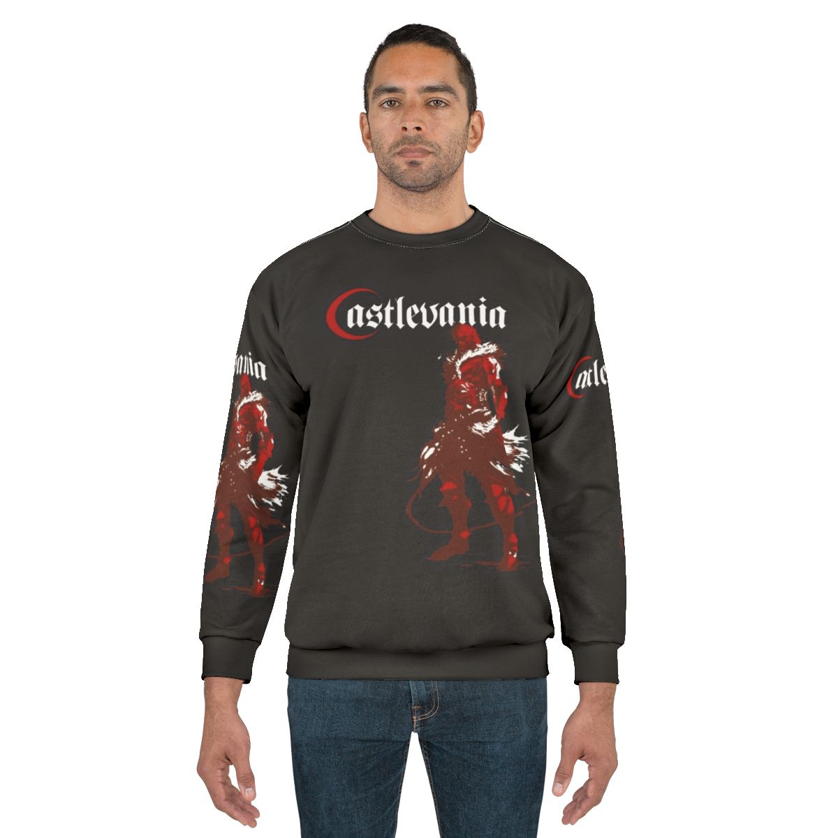Castlevania inspired "The Vampire Killer" sweatshirt featuring Simon Belmont and his iconic whip