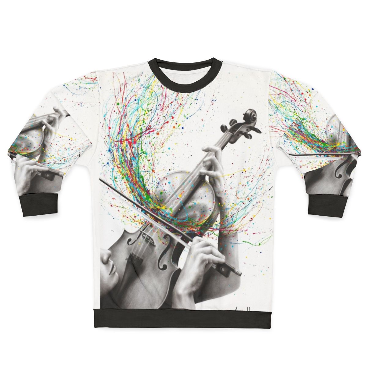 Violin solo sweatshirt with abstract musical design