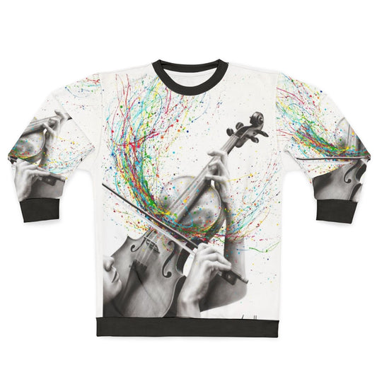 Violin solo sweatshirt with abstract musical design