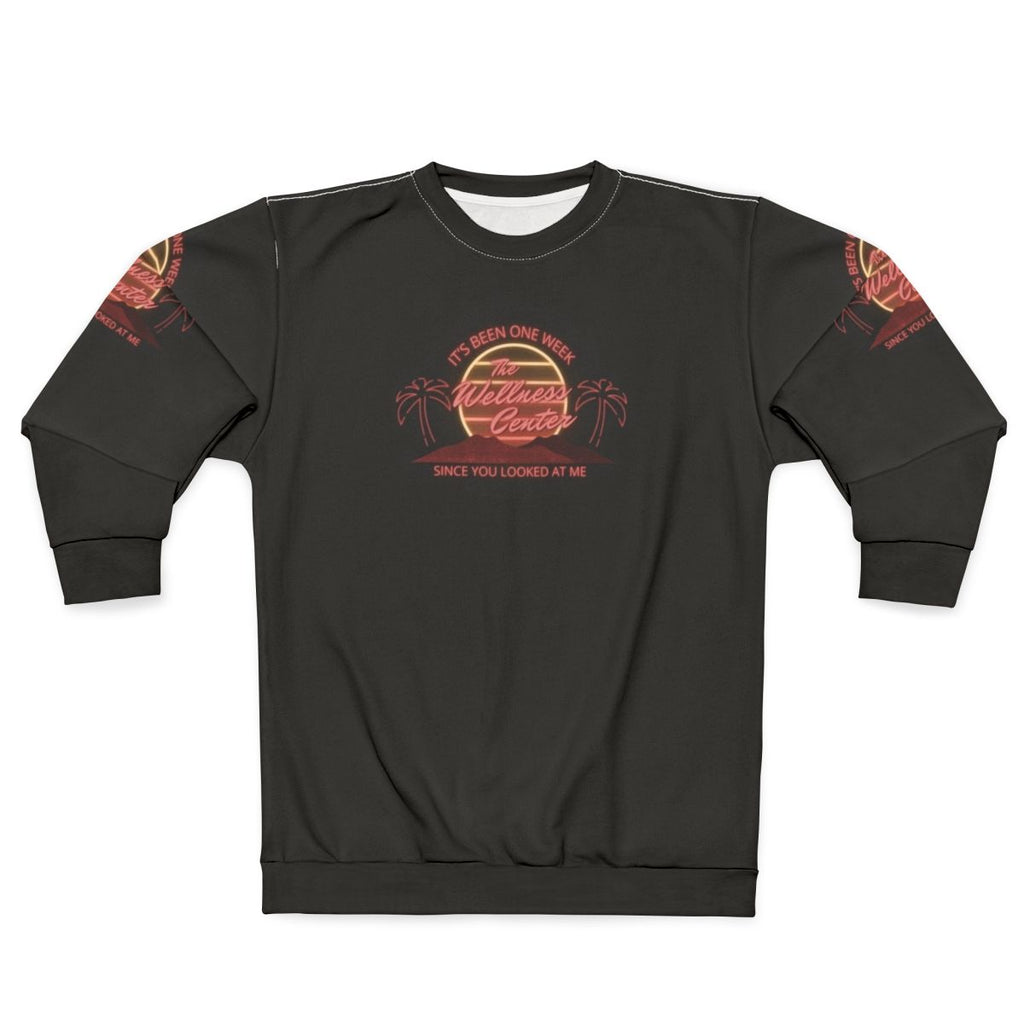 Wellness Center Logo Sweatshirt featuring characters from What We Do in the Shadows