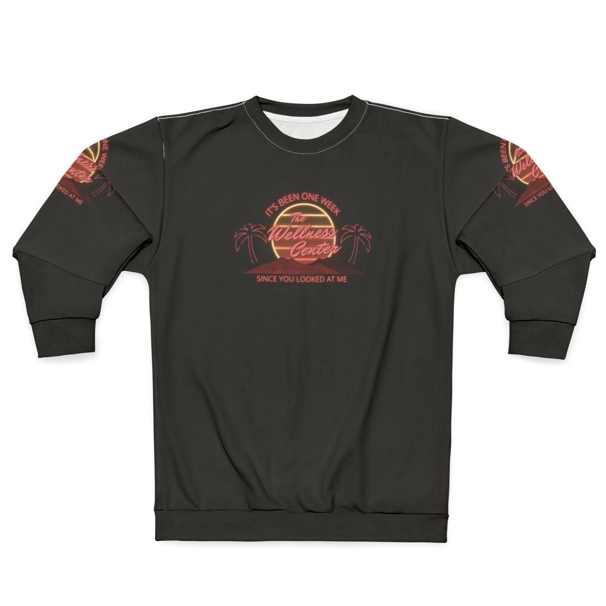 Wellness Center Logo Sweatshirt featuring characters from What We Do in the Shadows