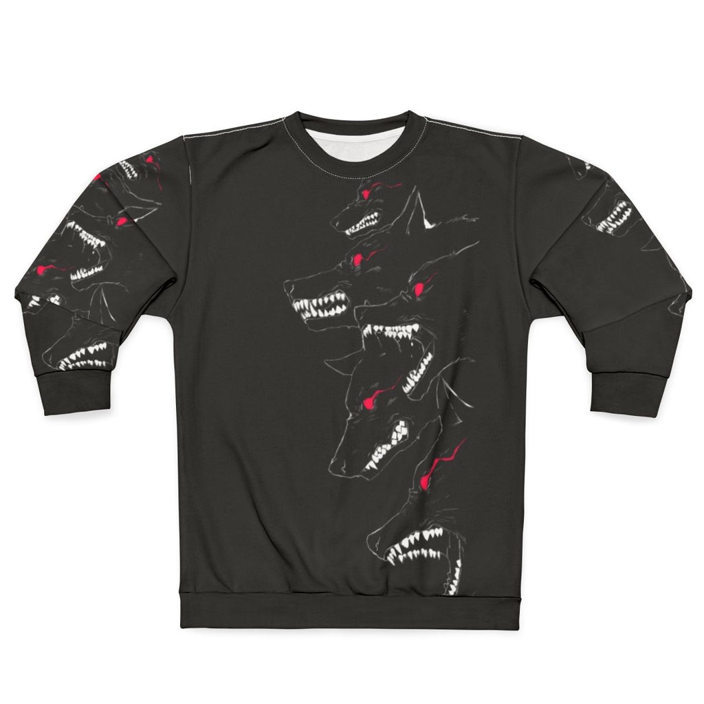 Fierce wolf pack graphic on black sweatshirt