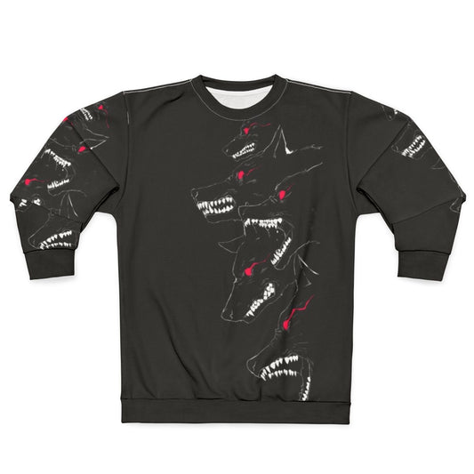 Fierce wolf pack graphic on black sweatshirt