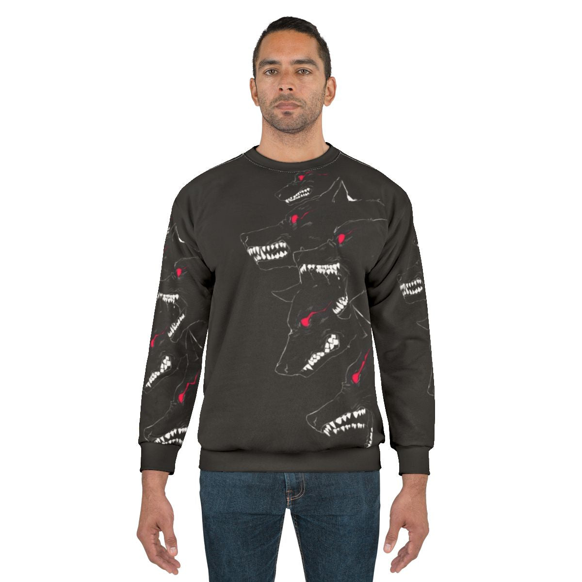 Fierce wolf pack graphic on black sweatshirt