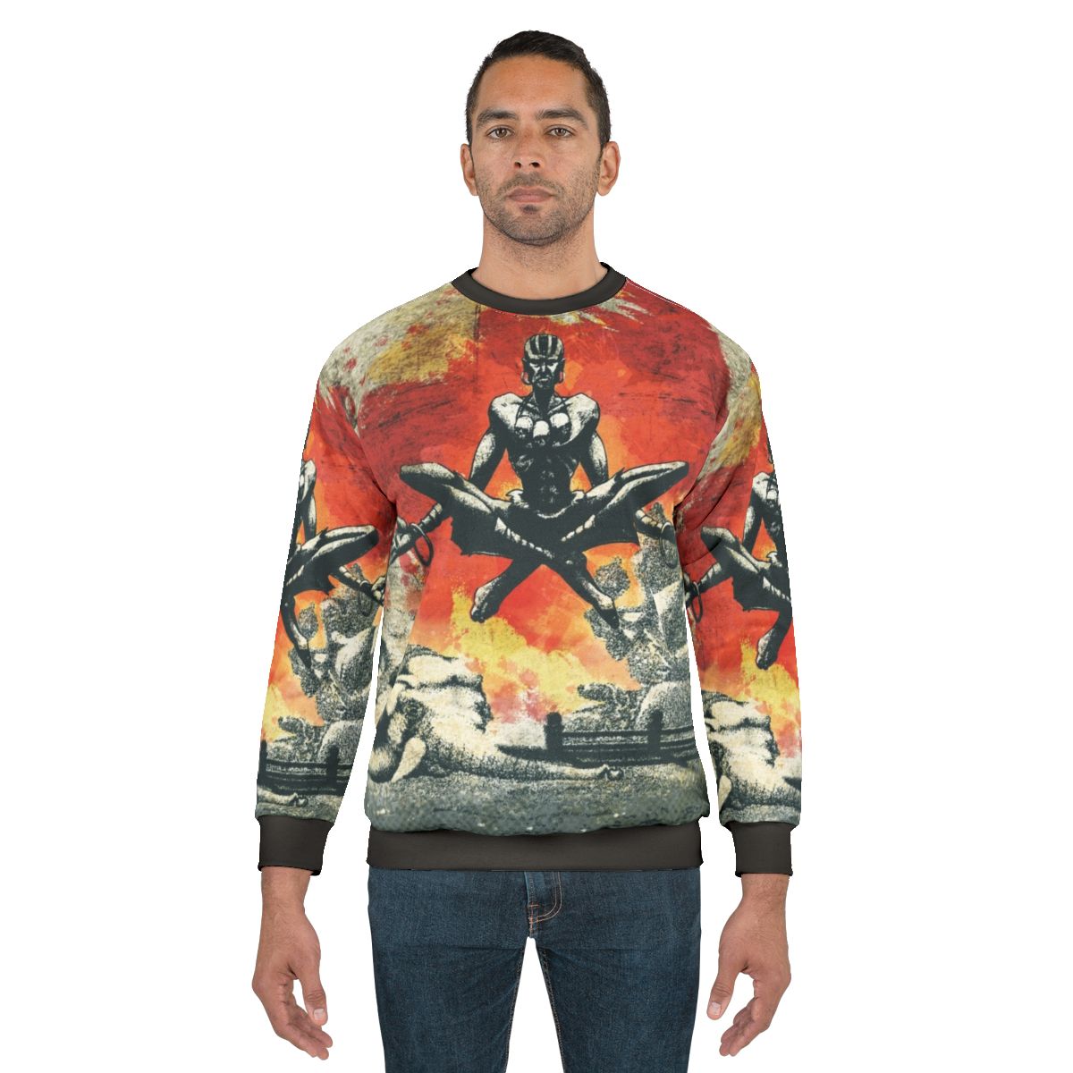 The Yoga Master Sweatshirt featuring a minimalist Street Fighter Dhalsim design