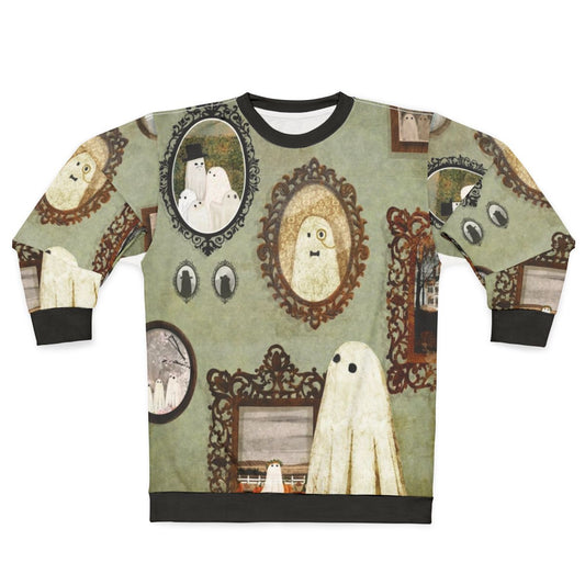Vintage ghost themed sweatshirt with portrait gallery design
