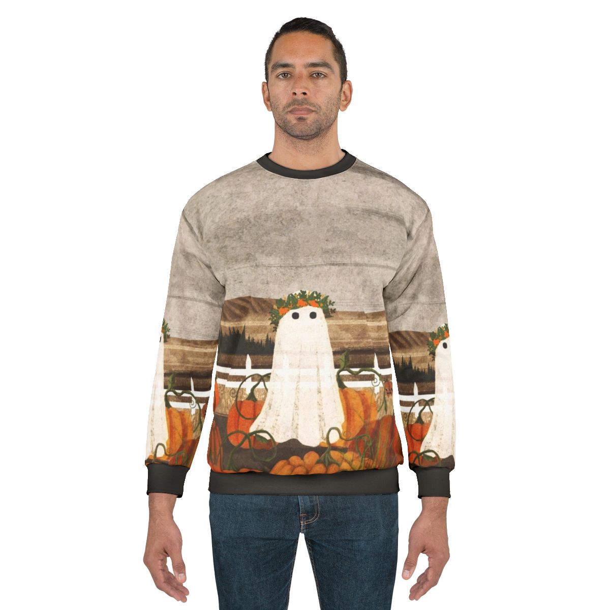Vintage ghost in pumpkin patch sweatshirt