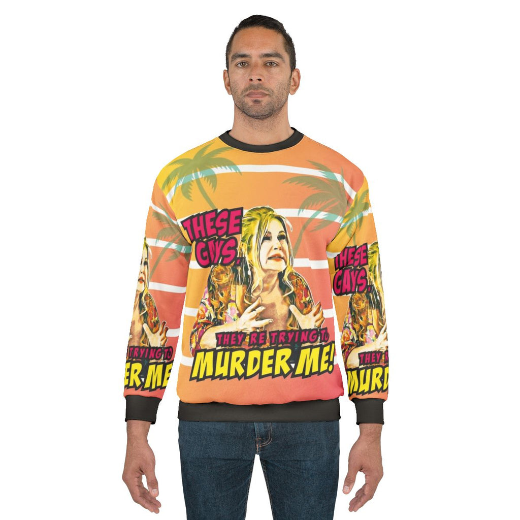 These Gays They Are Trying to Murder Me' Sweatshirt featuring pop art design and text