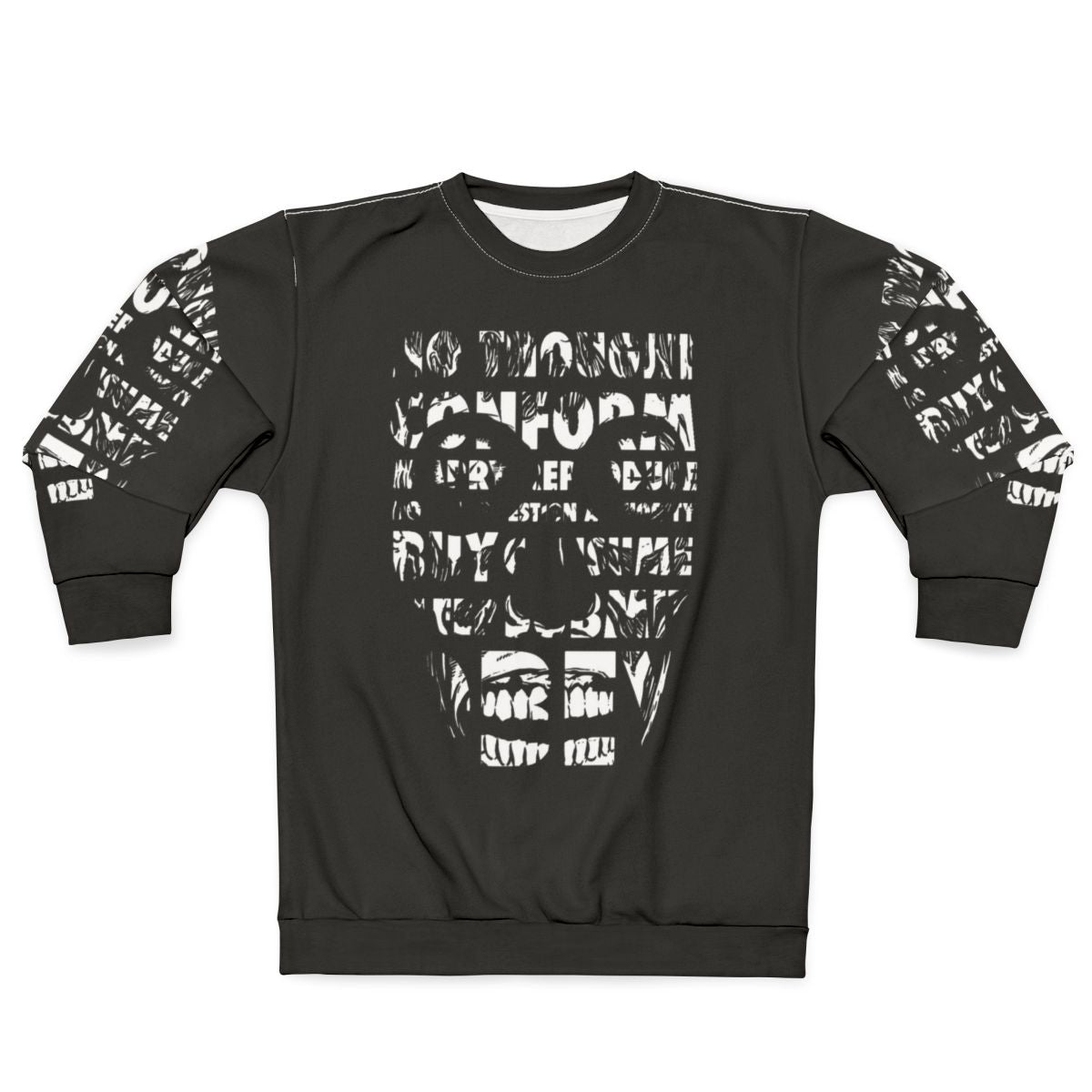 They Live horror movie inspired black and white graphic sweatshirt