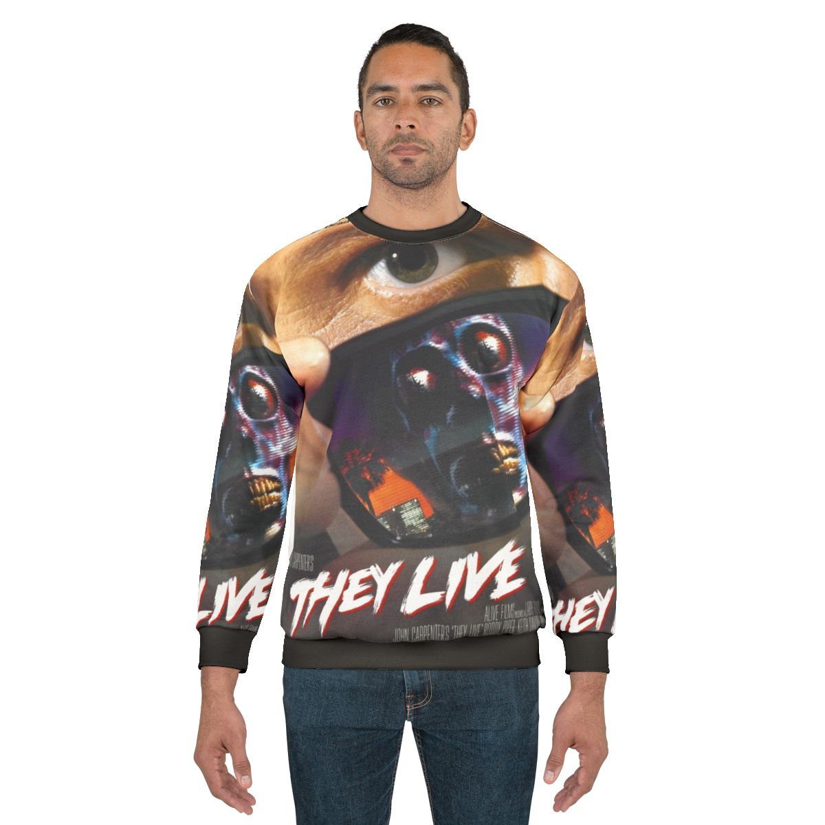 "They Live" sci-fi horror movie themed sweatshirt