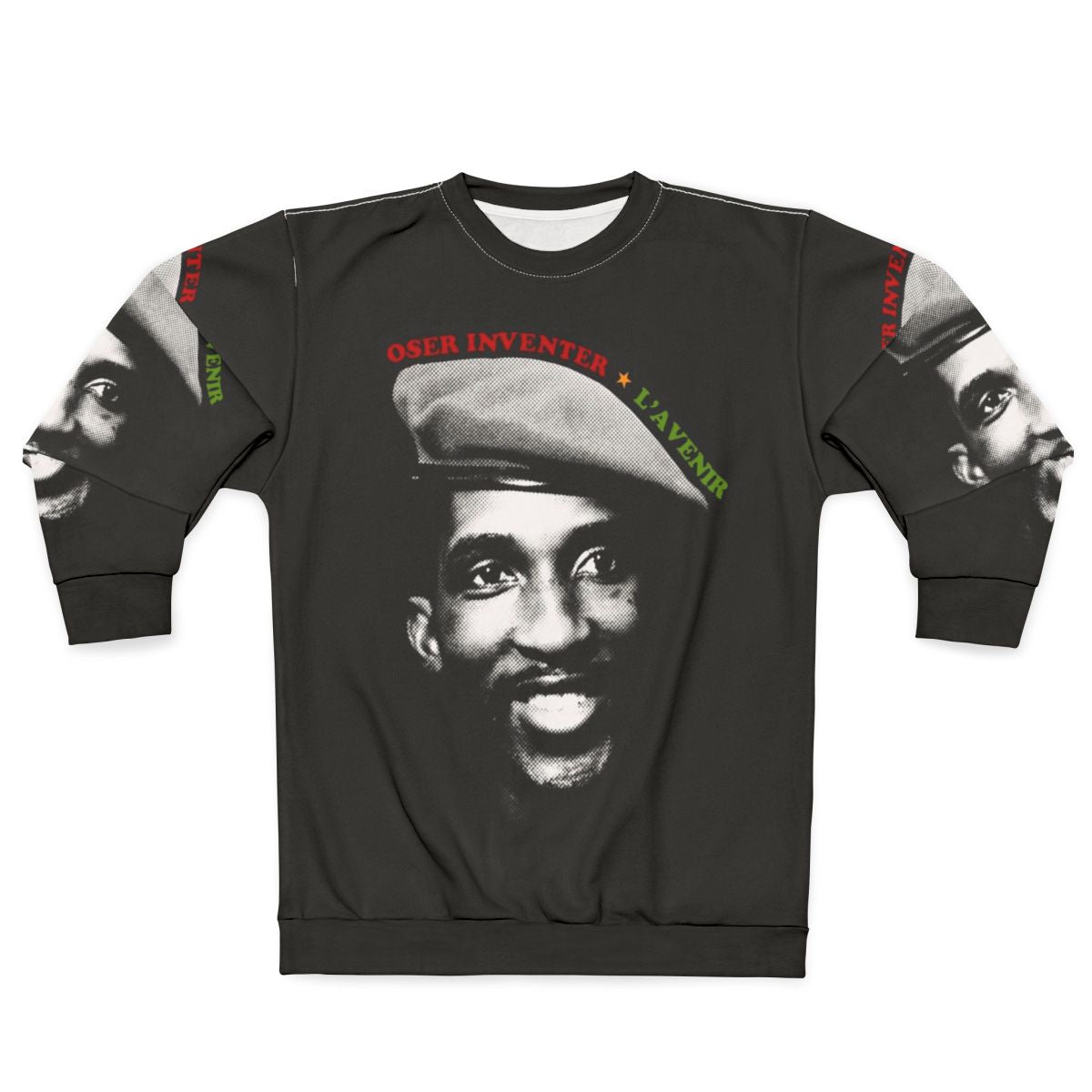 Thomas Sankara Portrait Sweatshirt with Pan-African Symbols