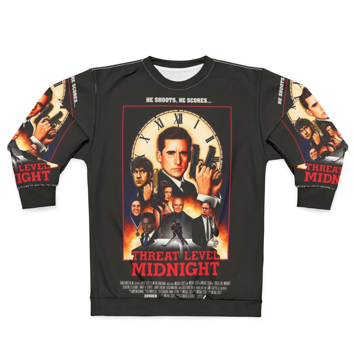 Threat Level Midnight Sweatshirt featuring Dwight Schrute and Michael Scott
