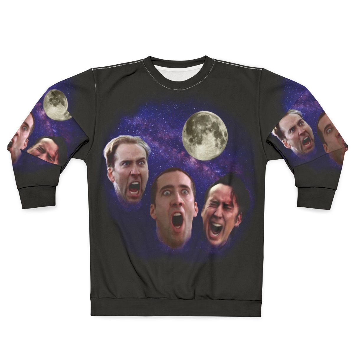 Three Cage Moon Nicolas Cage Meme Sweatshirt