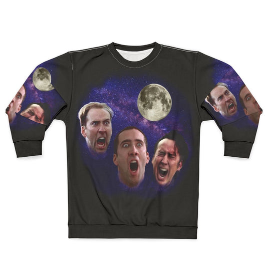 Three Cage Moon Nicolas Cage Meme Sweatshirt