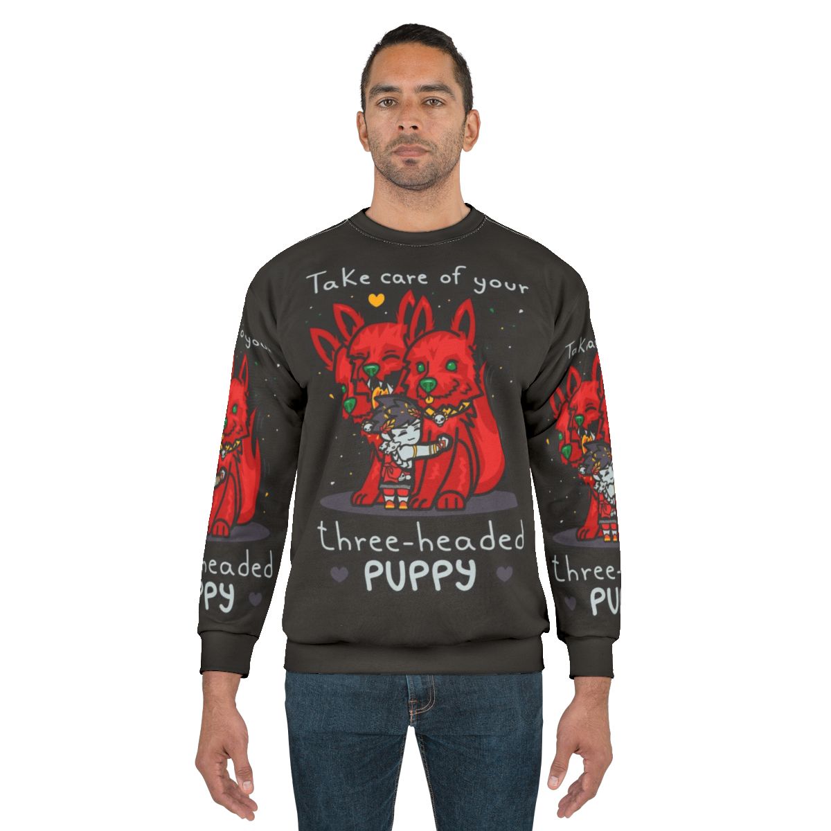 Three Headed Puppy Sweatshirt, Hades Game Merchandise