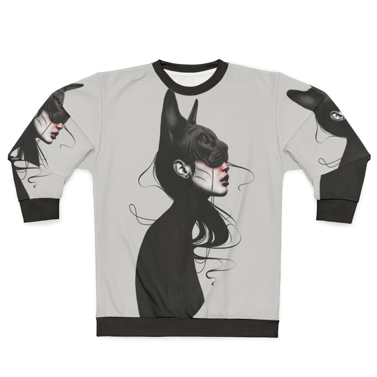 Black and white fashion portrait sweatshirt