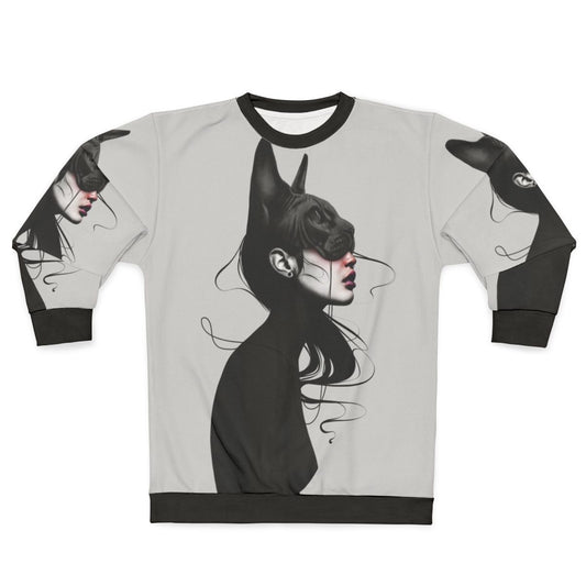 Black and white fashion portrait sweatshirt