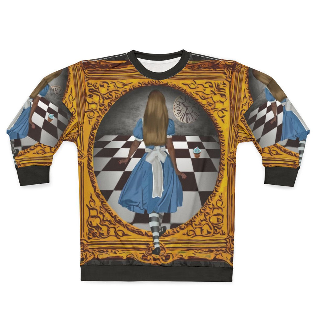 Alice in Wonderland-inspired gold and blue sweatshirt