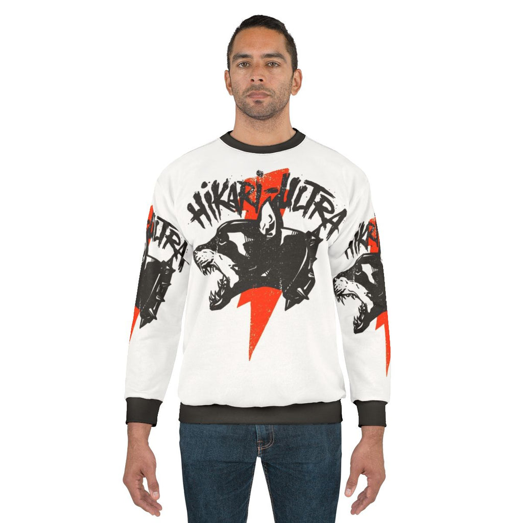 Vintage-inspired thunder dog red grunge sweatshirt