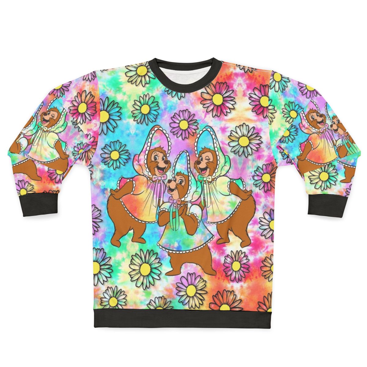 Retro tie-dye sweatshirt with sun bonnets for country bear fans
