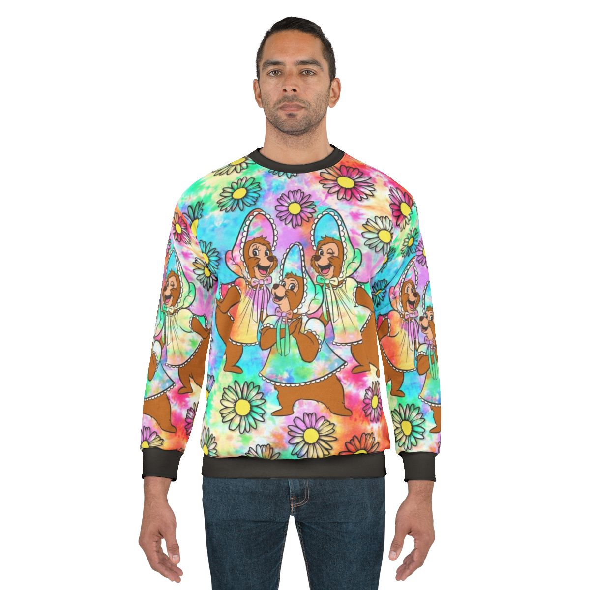 Retro tie-dye sweatshirt with sun bonnets for country bear fans