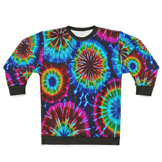 Vibrant tie dye sweatshirt with colorful abstract pattern