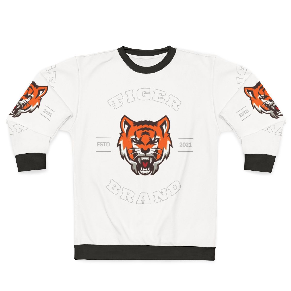 Colorful tiger graphic printed on a cozy sweatshirt