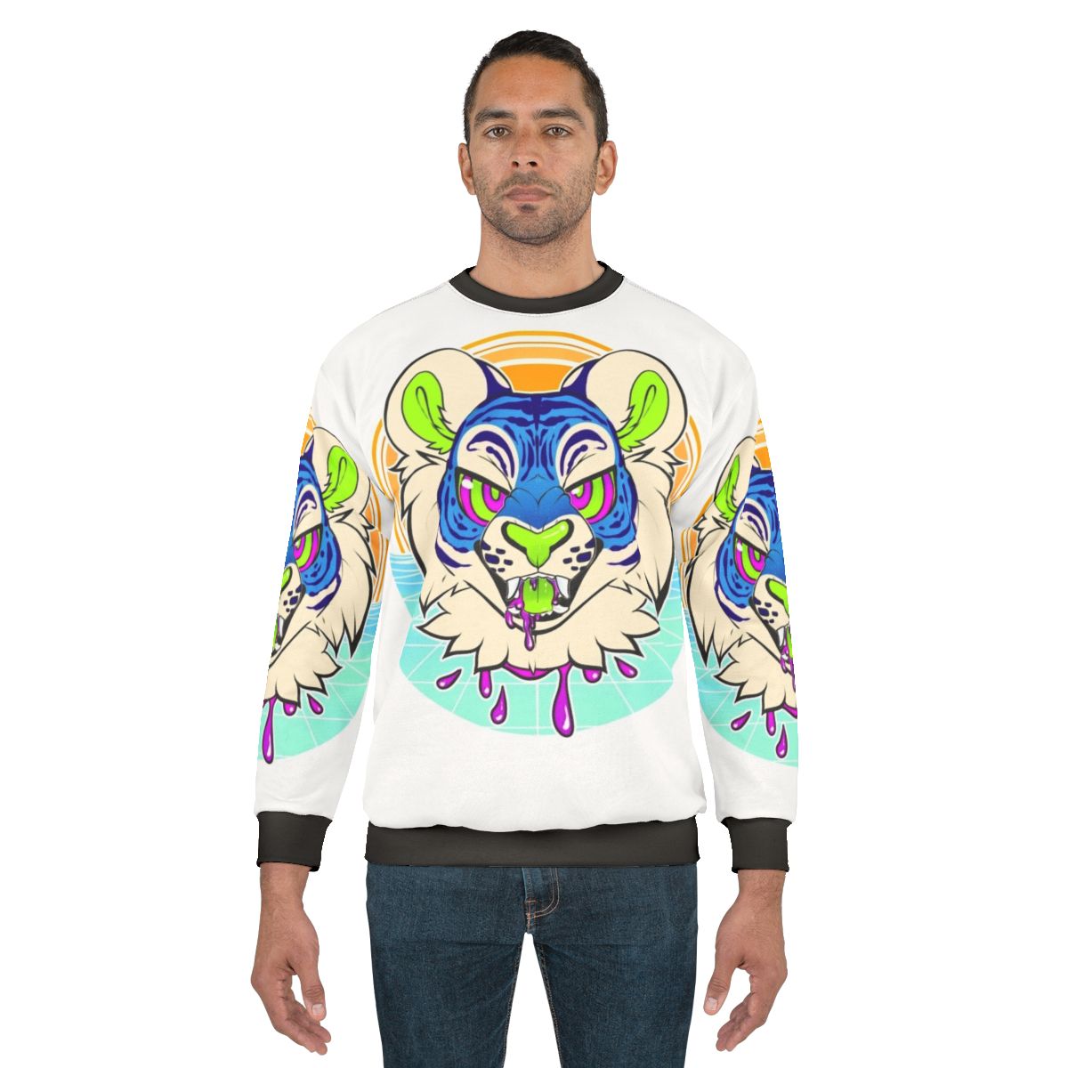 Hypnotic tiger vaporwave sweatshirt