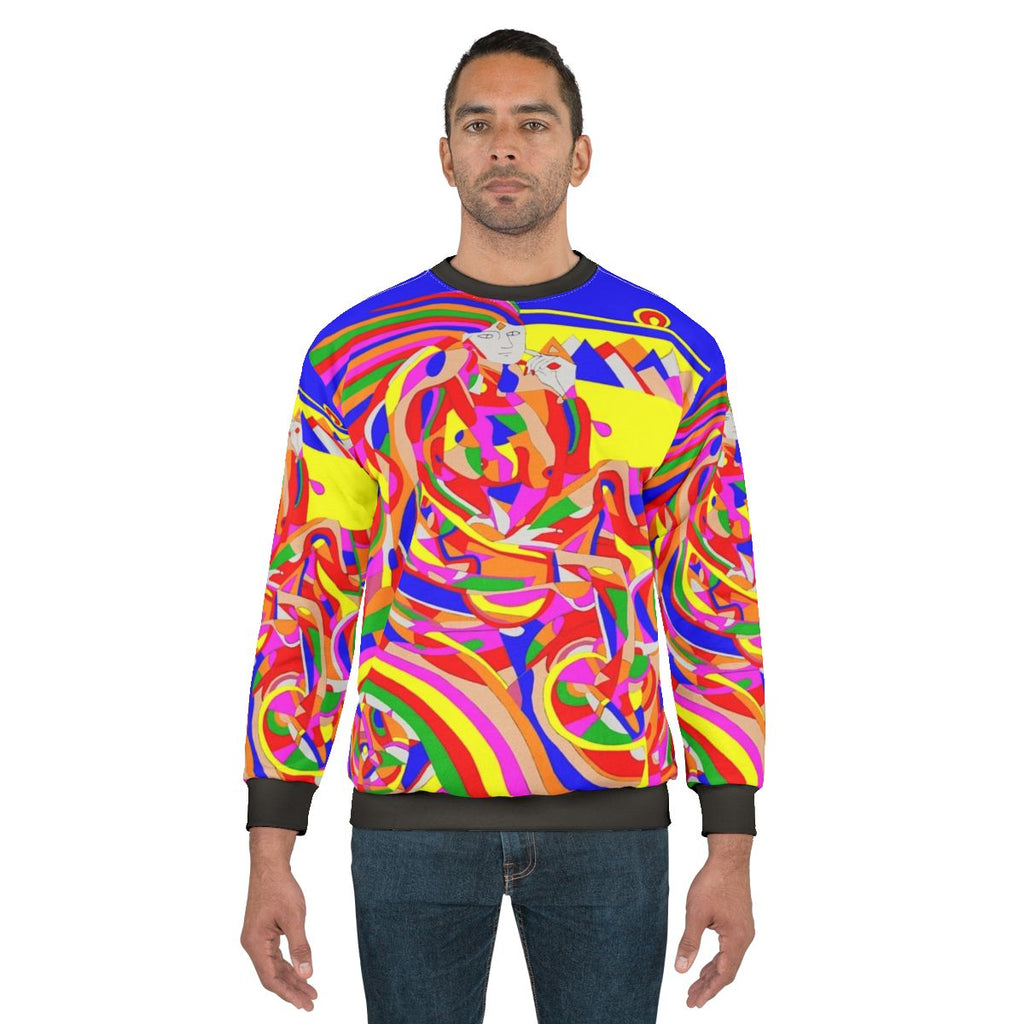 Time Machine Sci-Fi Sweatshirt with Abstract Retro Design