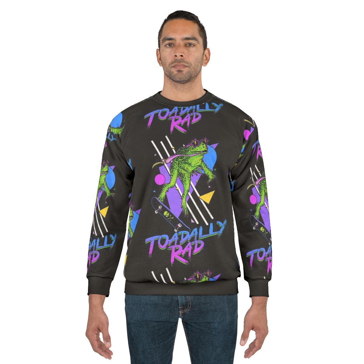 Toadally Rad Sweatshirt with Frog/Toad Design in Pastel Neon Colors