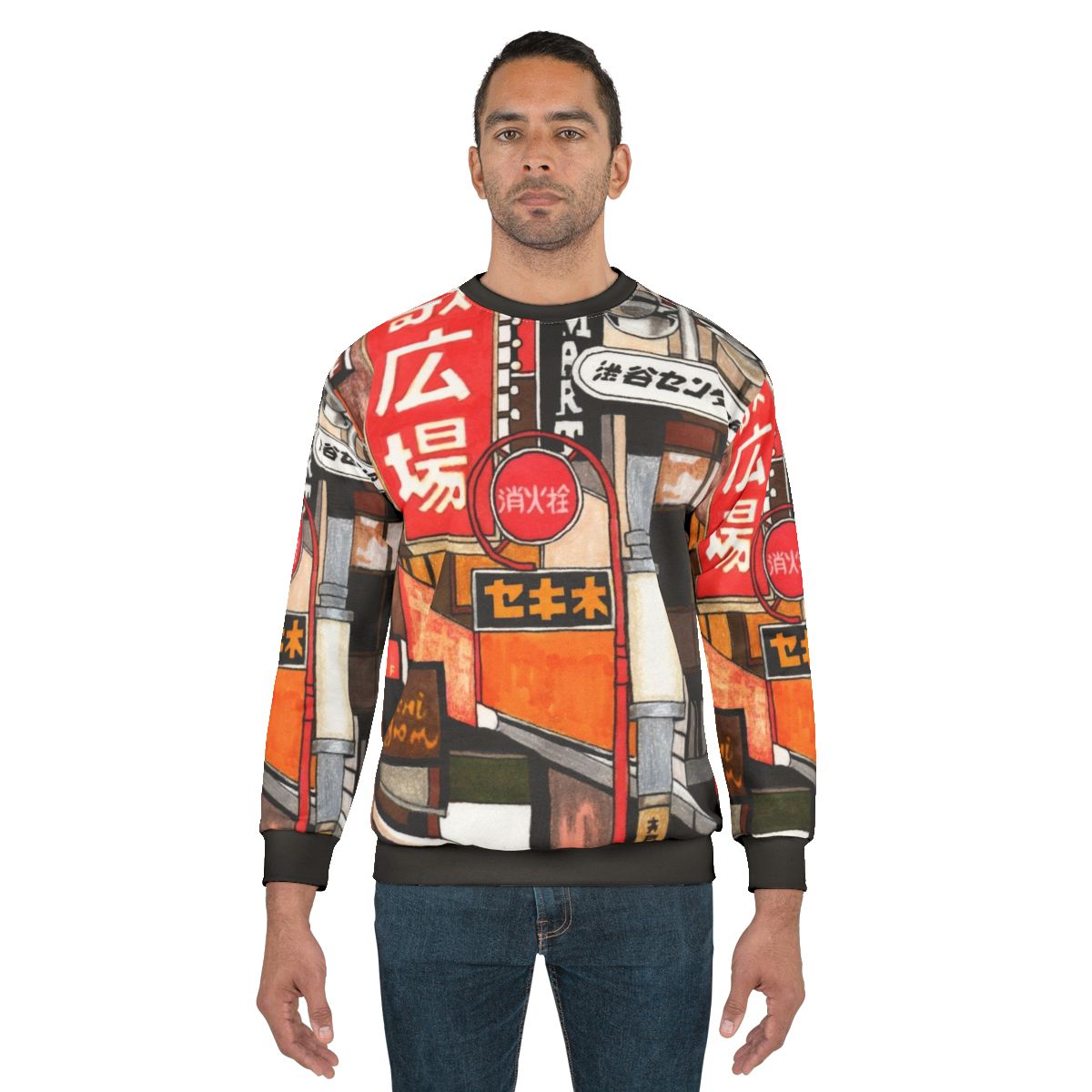 Tokyo Street Signs Sweatshirt with Colorful Graphic Design