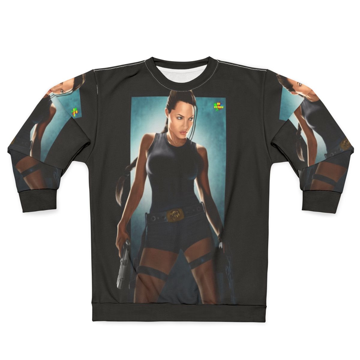 Tomb Raider Lara Croft Sweatshirt with Angelina Jolie Fanart