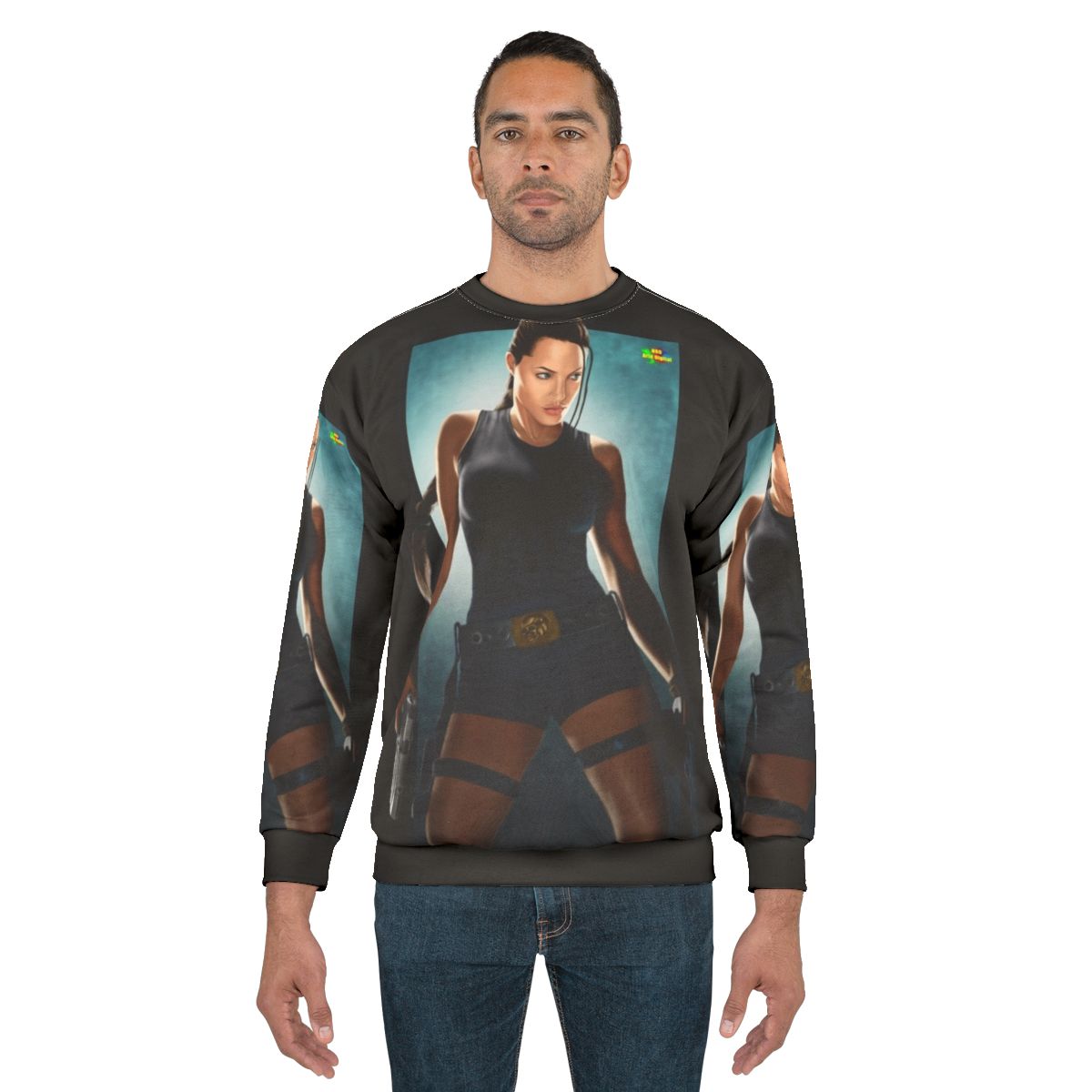 Tomb Raider Lara Croft Sweatshirt with Angelina Jolie Fanart