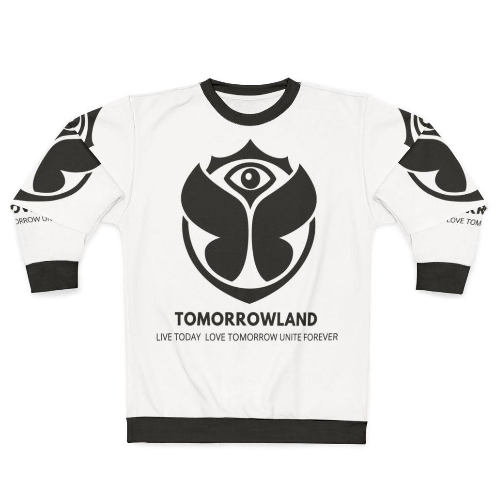 Tomorrowland Music Sweatshirt with EDM Festival and Rave Motifs