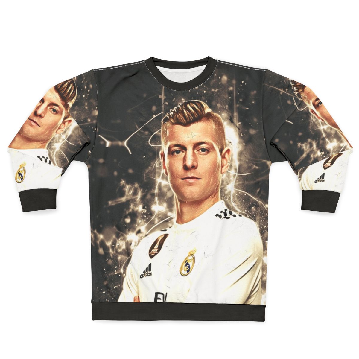 Toni Kroos Real Madrid and Germany national team soccer player wearing a custom sweatshirt