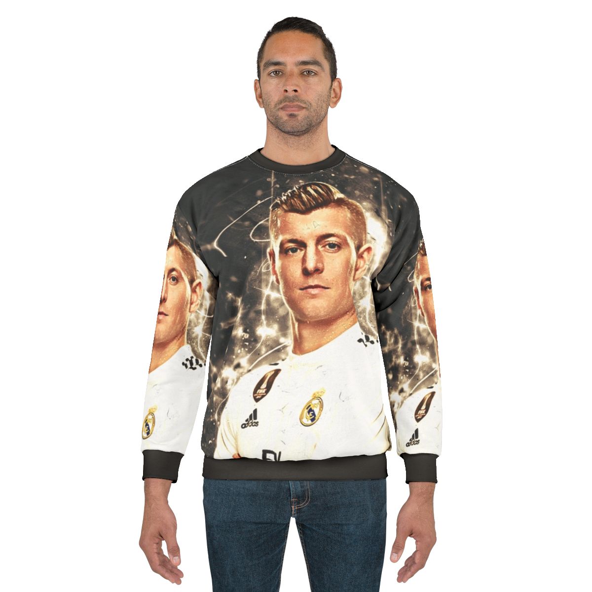 Toni Kroos Real Madrid and Germany national team soccer player wearing a custom sweatshirt
