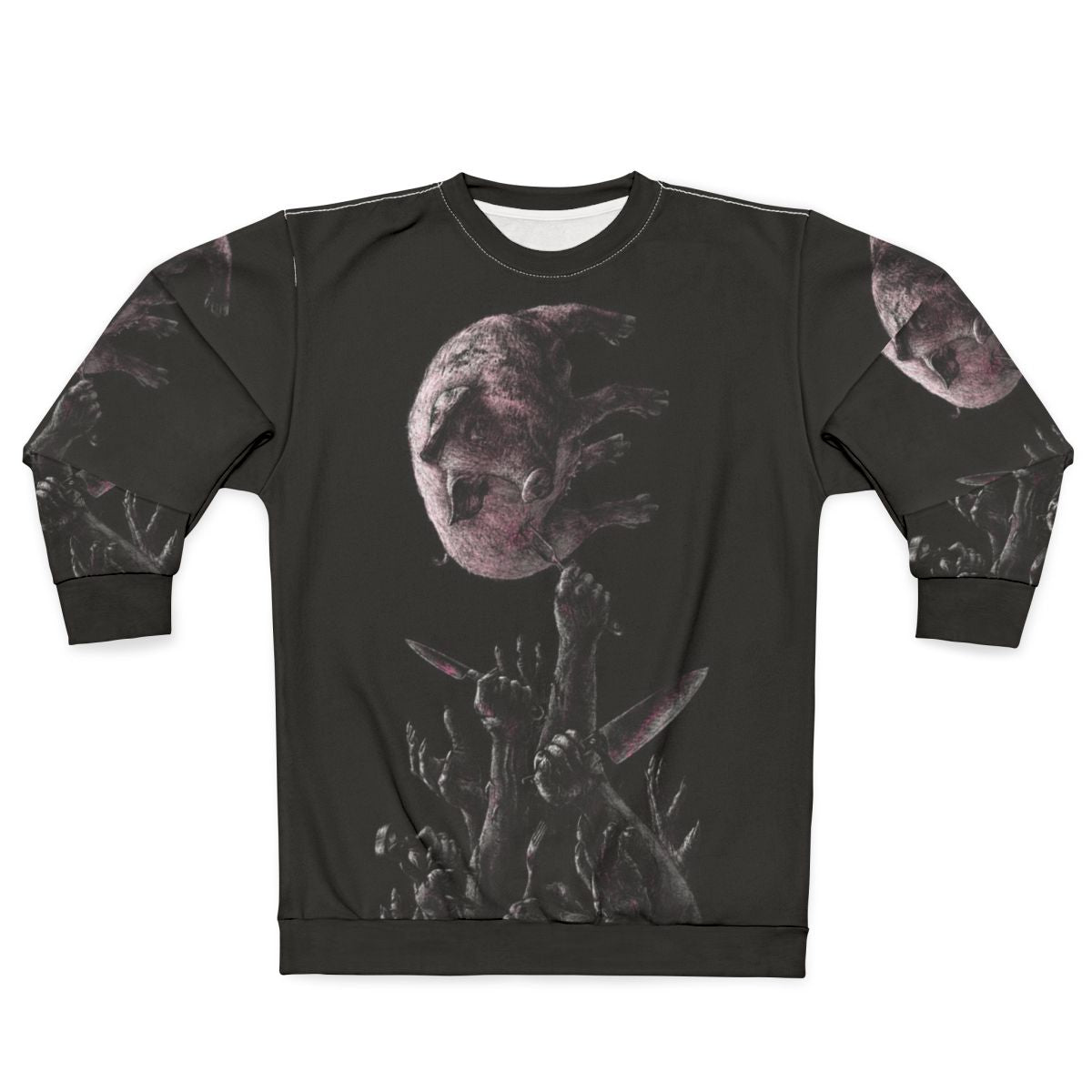 Toninho vegan sweatshirt with cutlery and zombie pig print