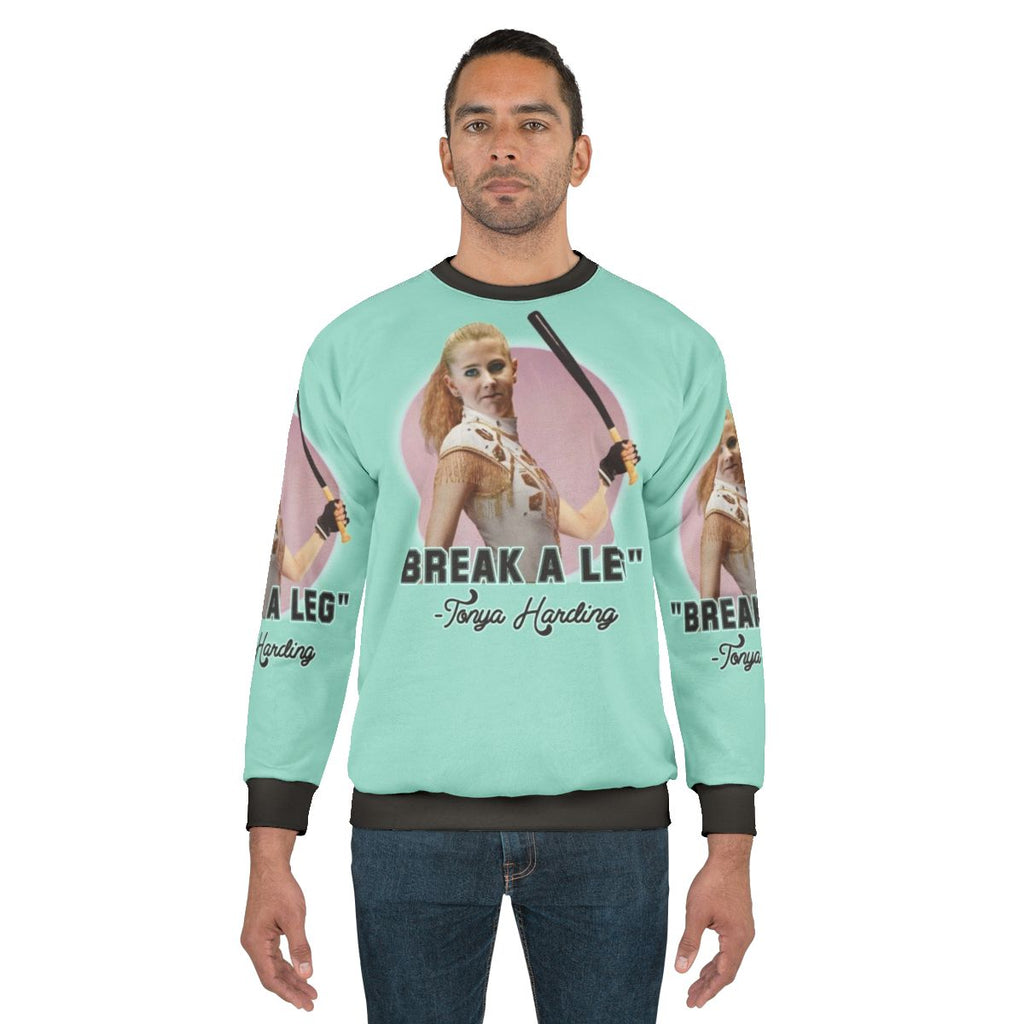 Tonya Harding ice skater funny sweatshirt with 90s pop art design