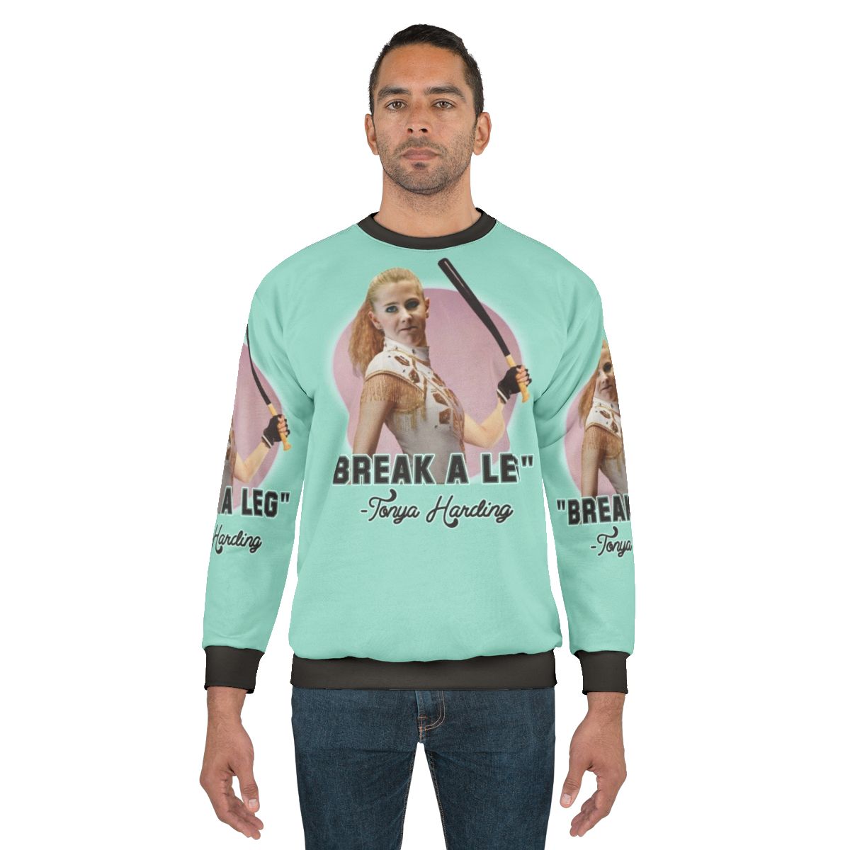 Tonya Harding ice skater funny sweatshirt with 90s pop art design