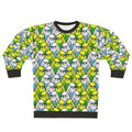 Too Many Birds Budgie Squad 1 Sweatshirt featuring a flock of budgies and other birds
