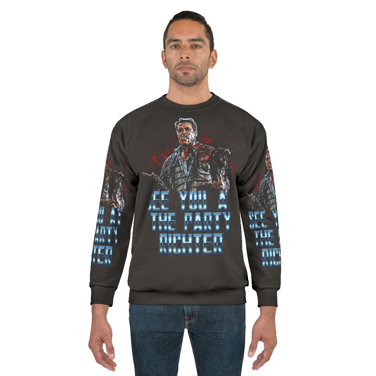 "Total Recall" inspired sci-fi sweatshirt featuring the iconic phrase "See You at the Party"