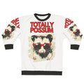 Possum wearing sunglasses on a cozy sweatshirt