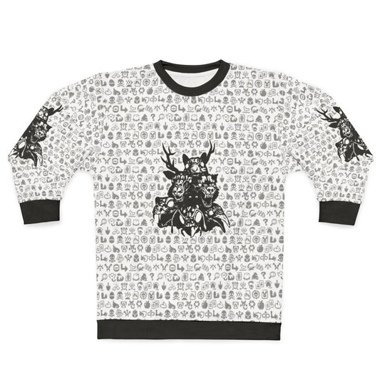 Sweatshirt featuring mystic totem and sigil designs
