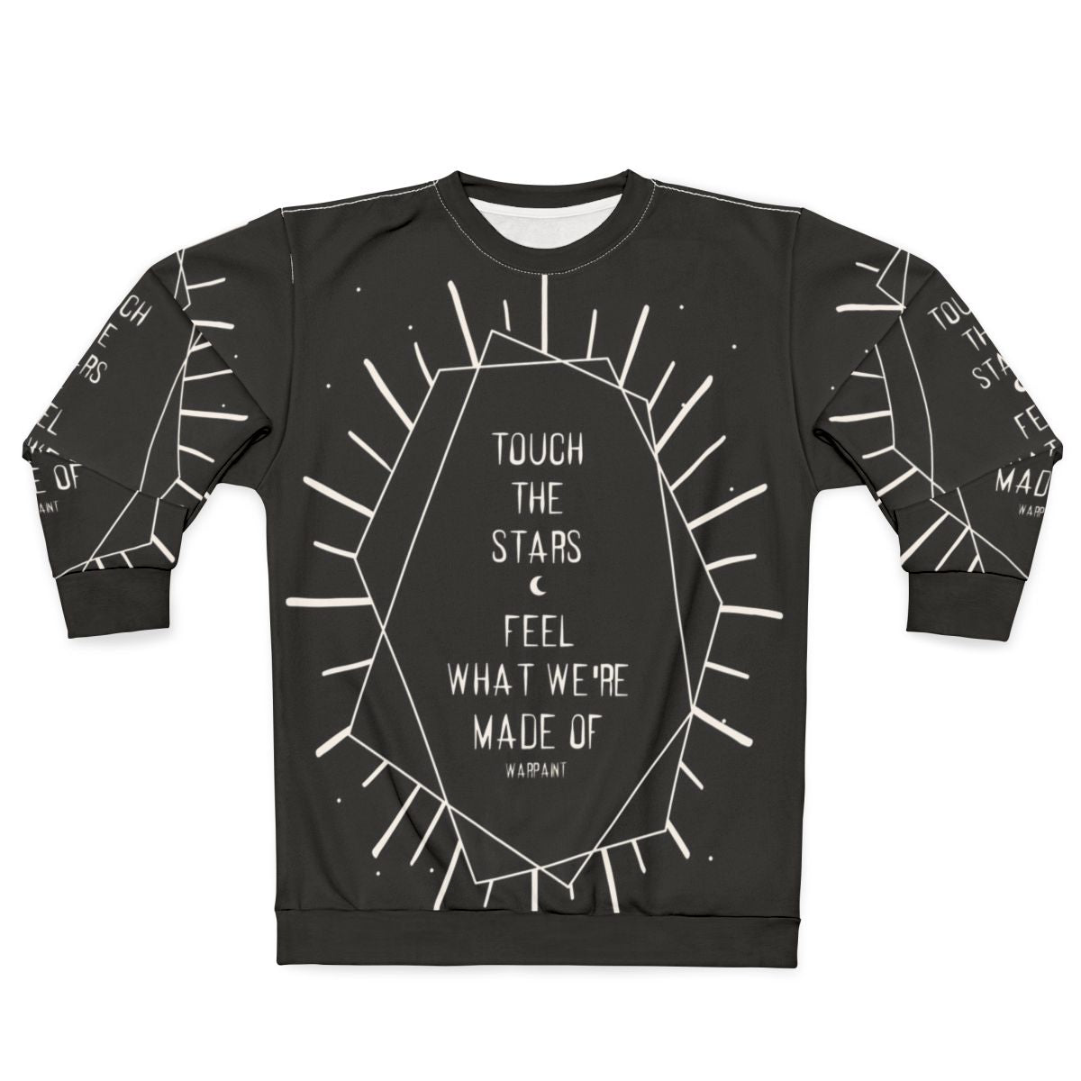 Celestial sweatshirt with stars and cosmic typography