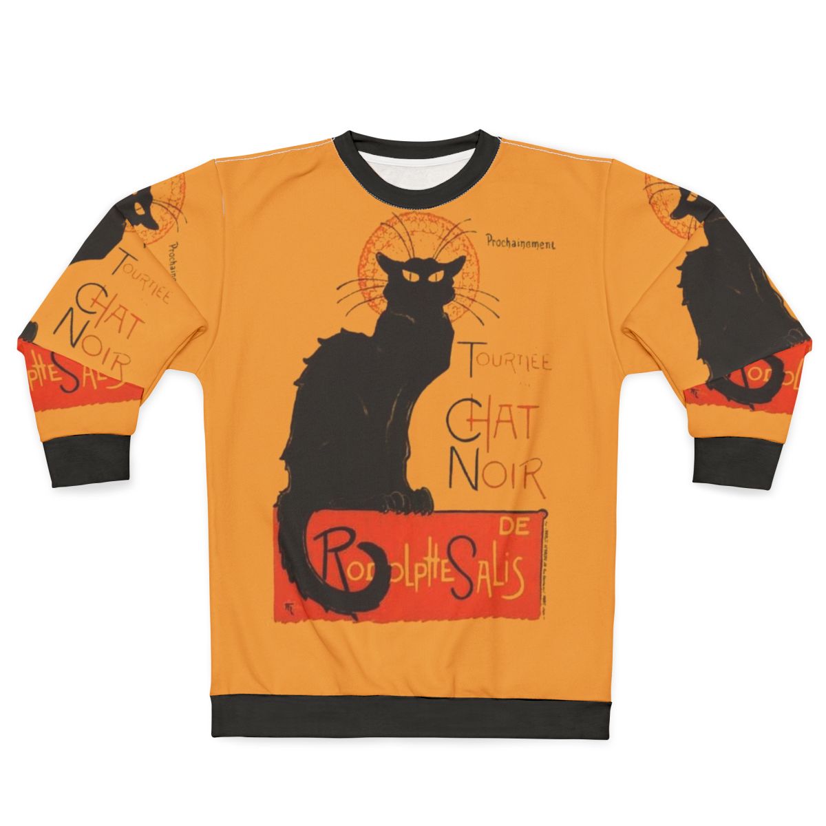 Vintage "Le Chat Noir" inspired black cat sweatshirt featuring the Steinlein design