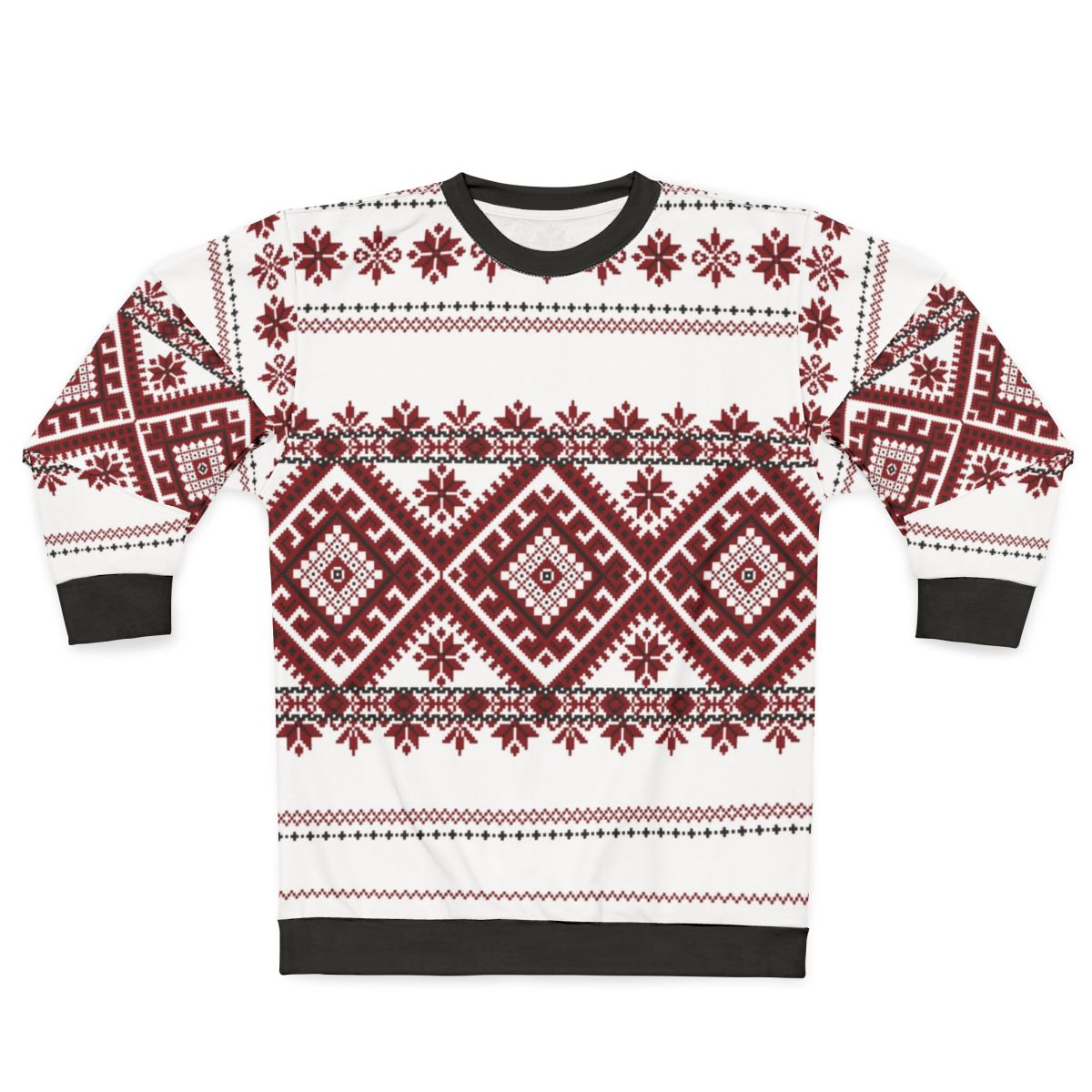 Traditional Romanian motif sweatshirt with geometric and abstract pattern