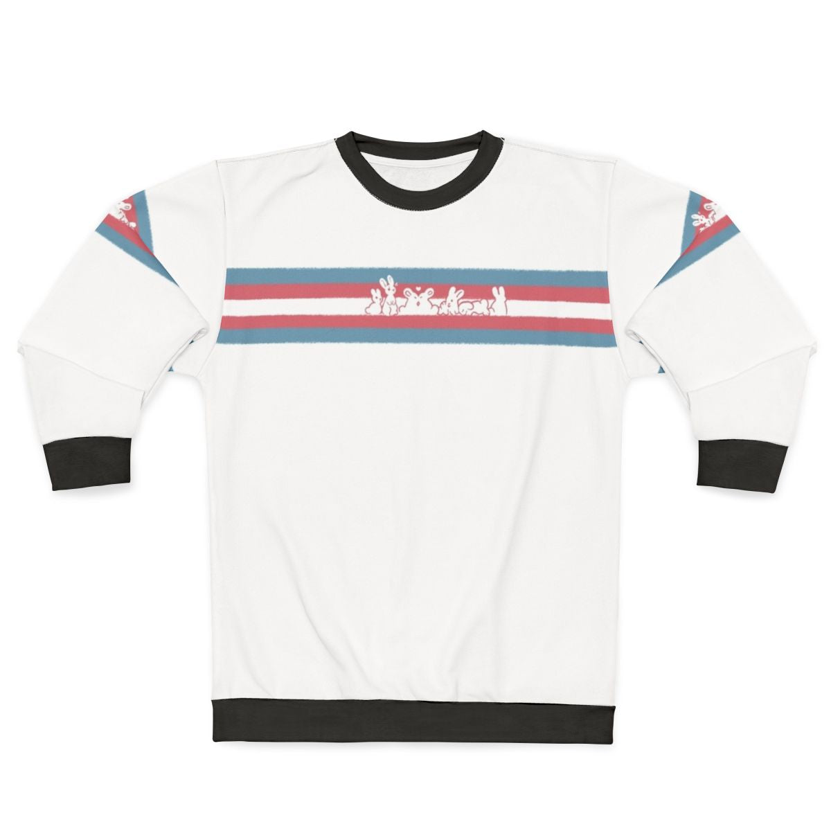 Transgender pride rabbits graphic on a sweatshirt