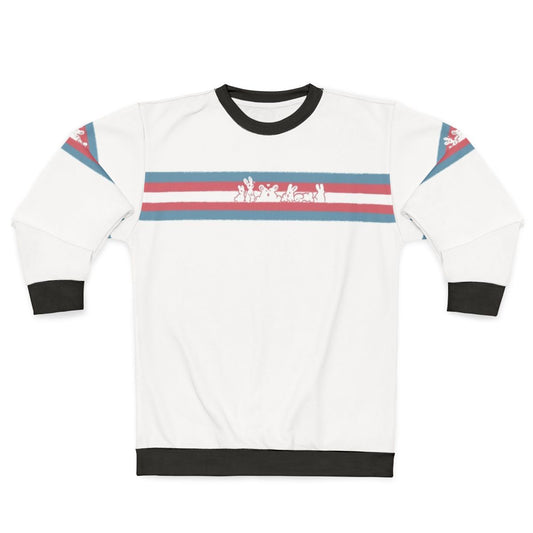 Transgender pride rabbits graphic on a sweatshirt