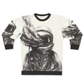 Transposed cosmic galaxy sweatshirt with surreal spaceman design