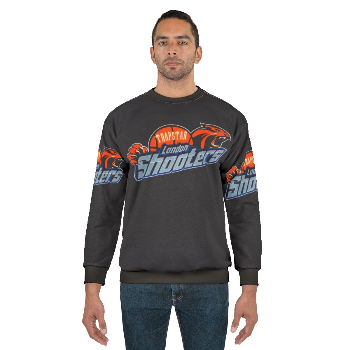 Trapstar Shooters Sweatshirt with Orange Basketball and Tiger Graphics